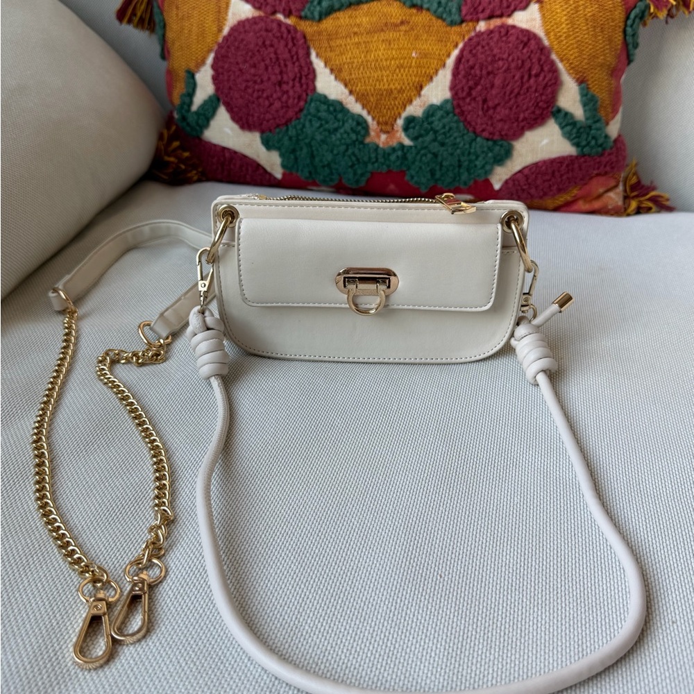 Women's Cream Should / Crossbody Bag with Gold Hardware